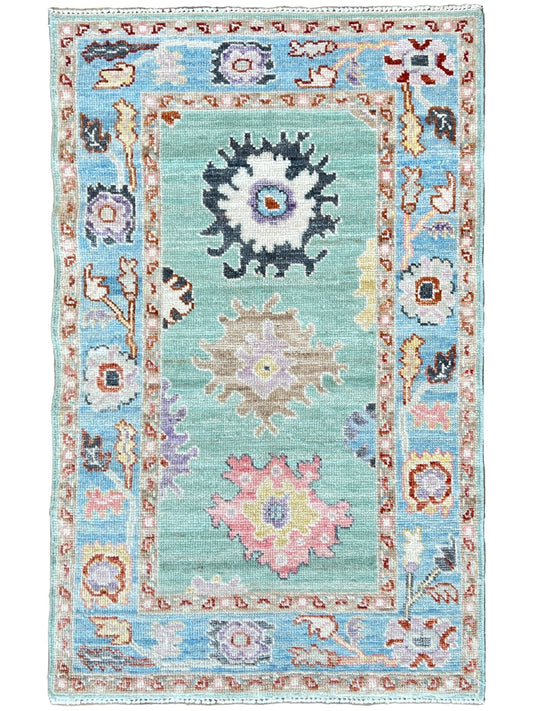 Floral Oushak 2'6"x4' Area Rug