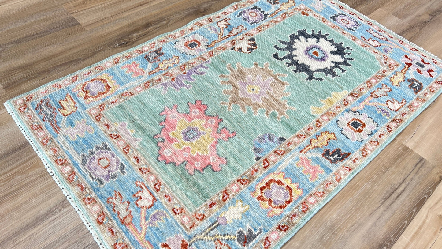 Floral Oushak 2'6"x4' Area Rug