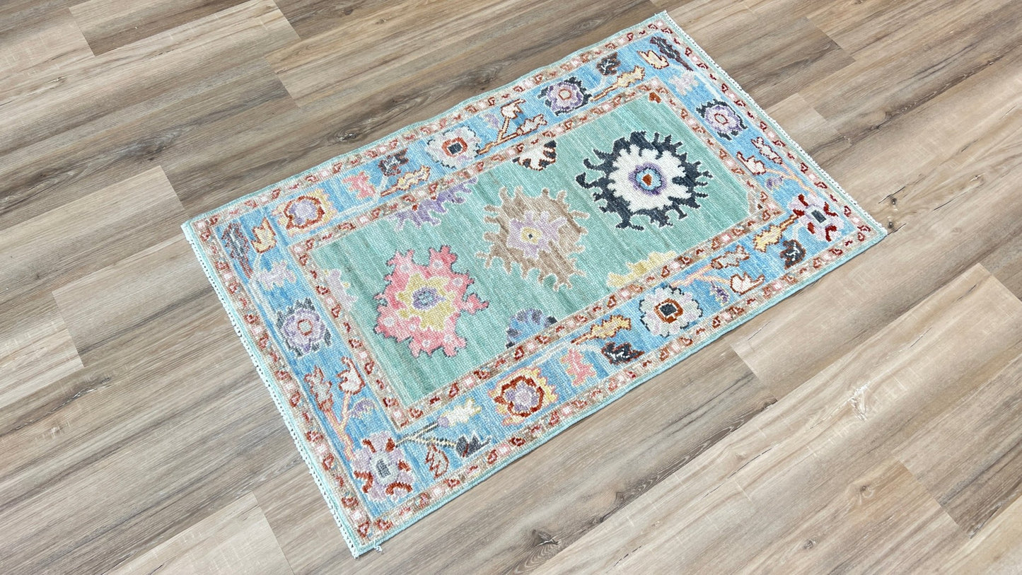 Floral Oushak 2'6"x4' Area Rug