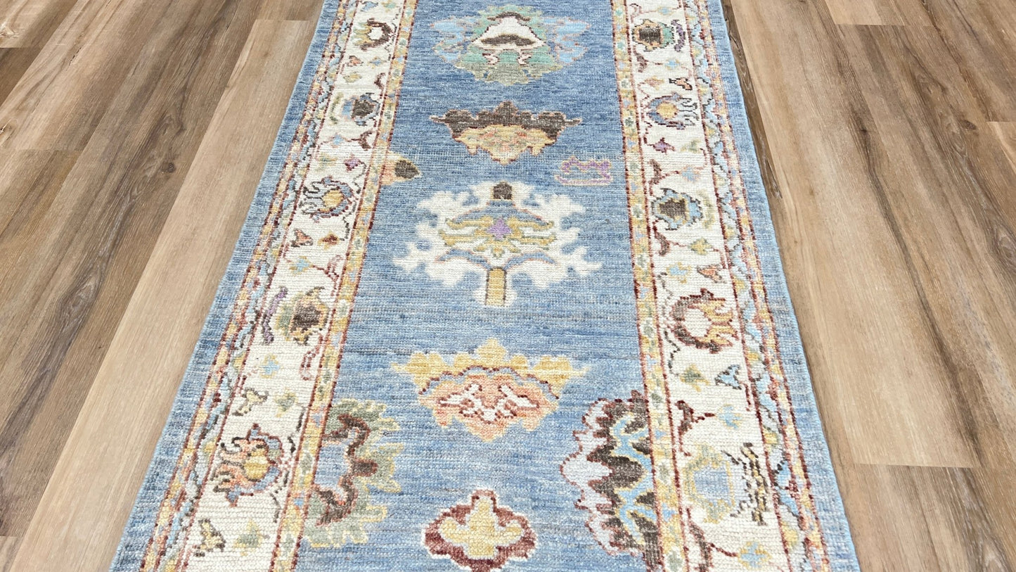 Floral Oushak Runner 2'6"x10'1" Area Rug