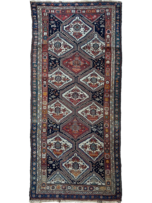 Kurdish Geometric Runner 3'9"x8'1" Area Rug