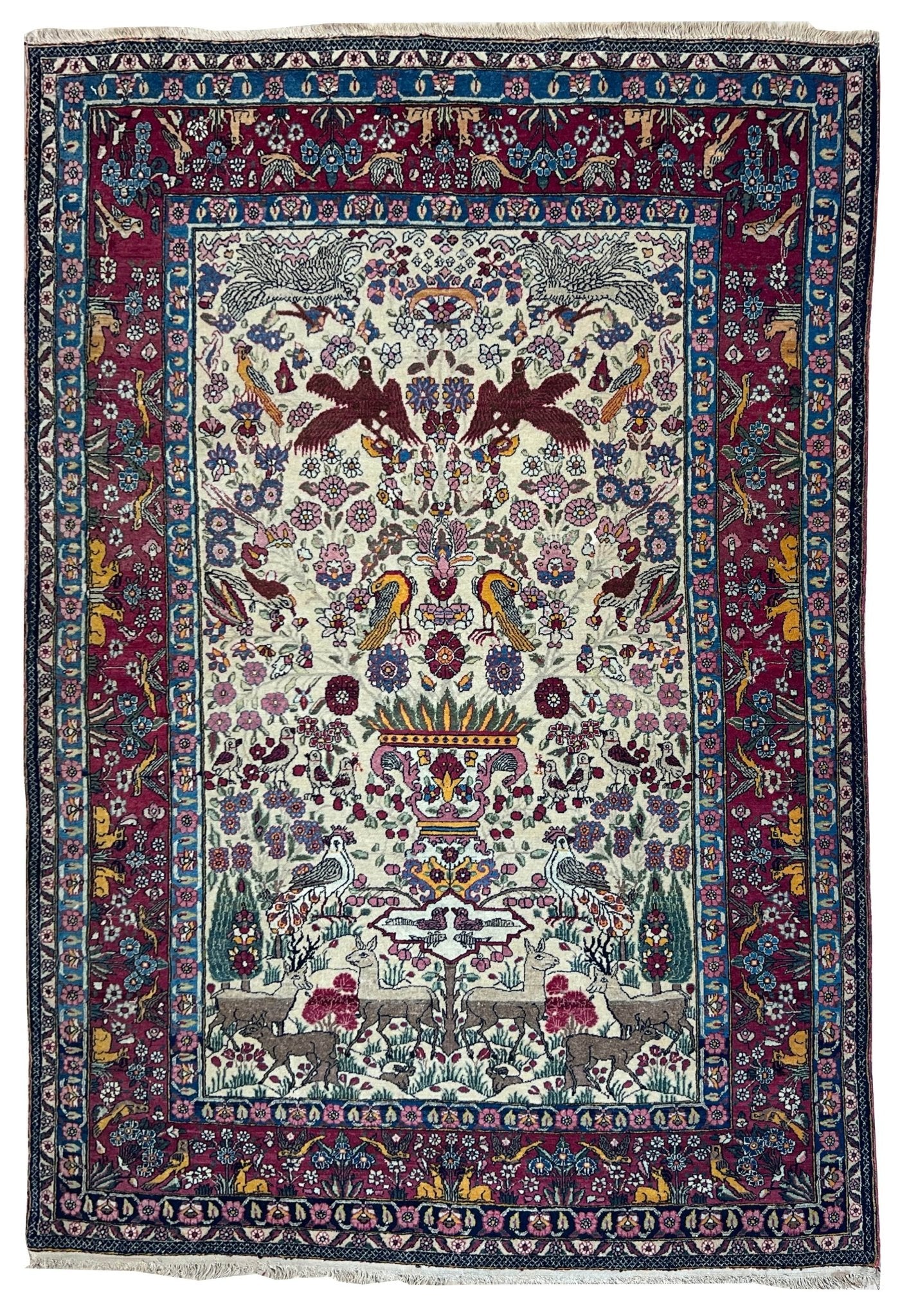 Antique Isfahan 4'6"x7' Area Rug
