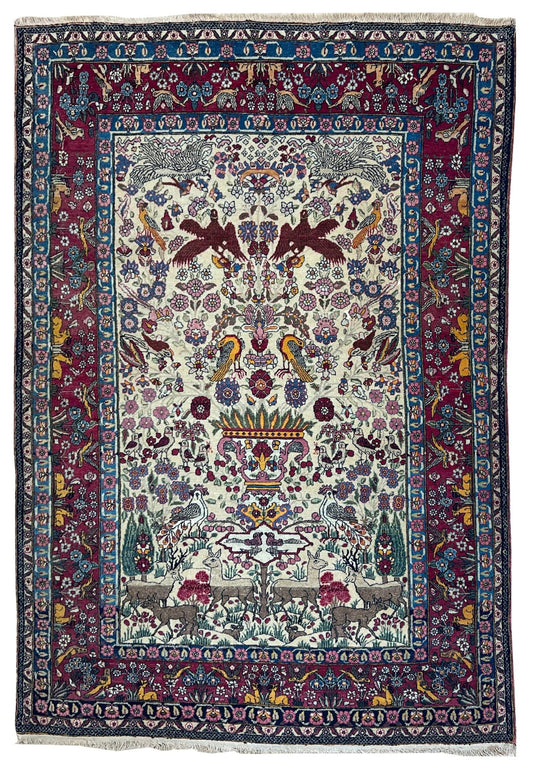Antique Isfahan 4'6"x7' Area Rug