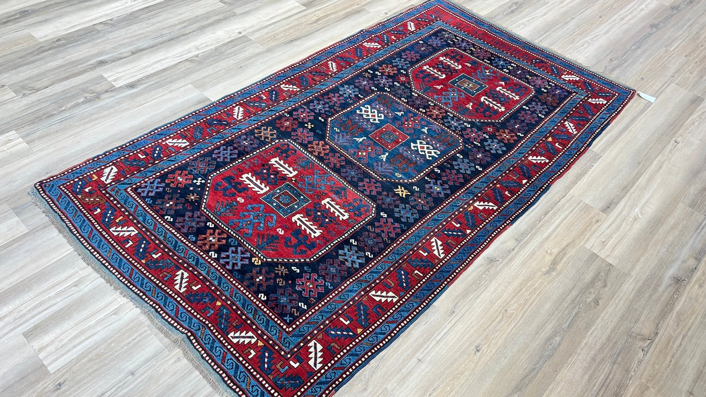 Caucasian Kazak 4'6"x8'4" Area Rug