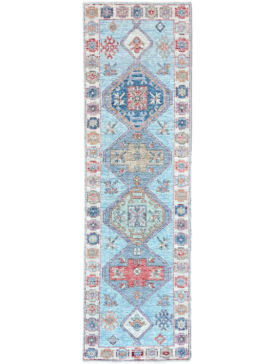 Geometric Oushak Runner 2'6"x8'1" Area Rug