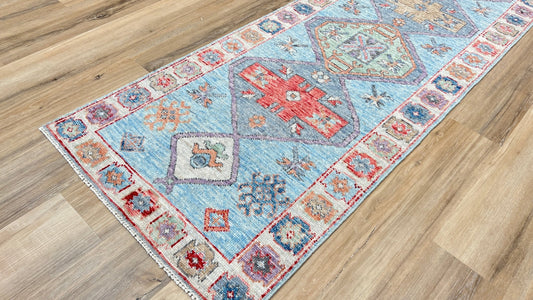 Geometric Oushak Runner 2'6"x8'1" Area Rug
