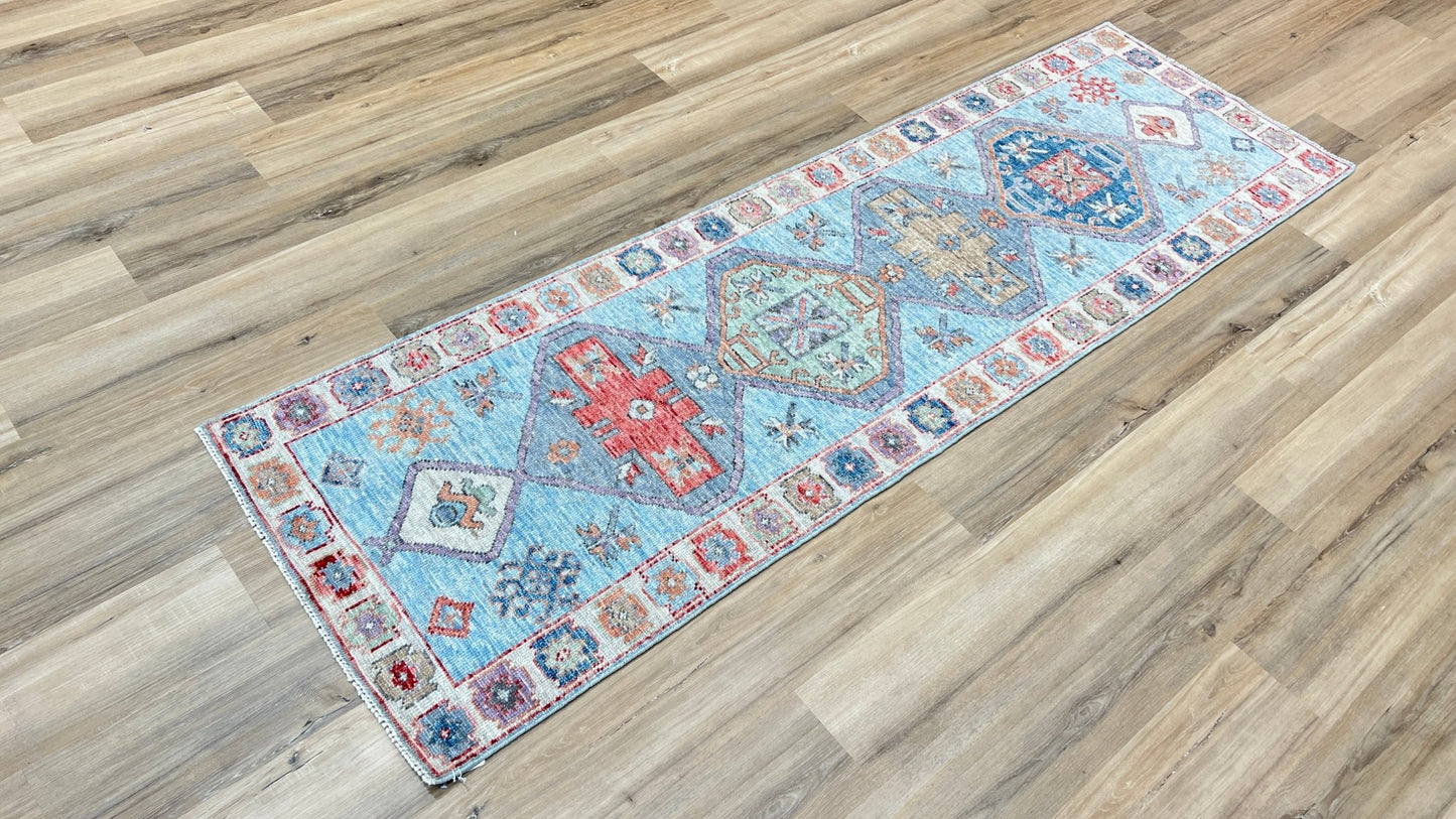Geometric Oushak Runner 2'6"x8'1" Area Rug