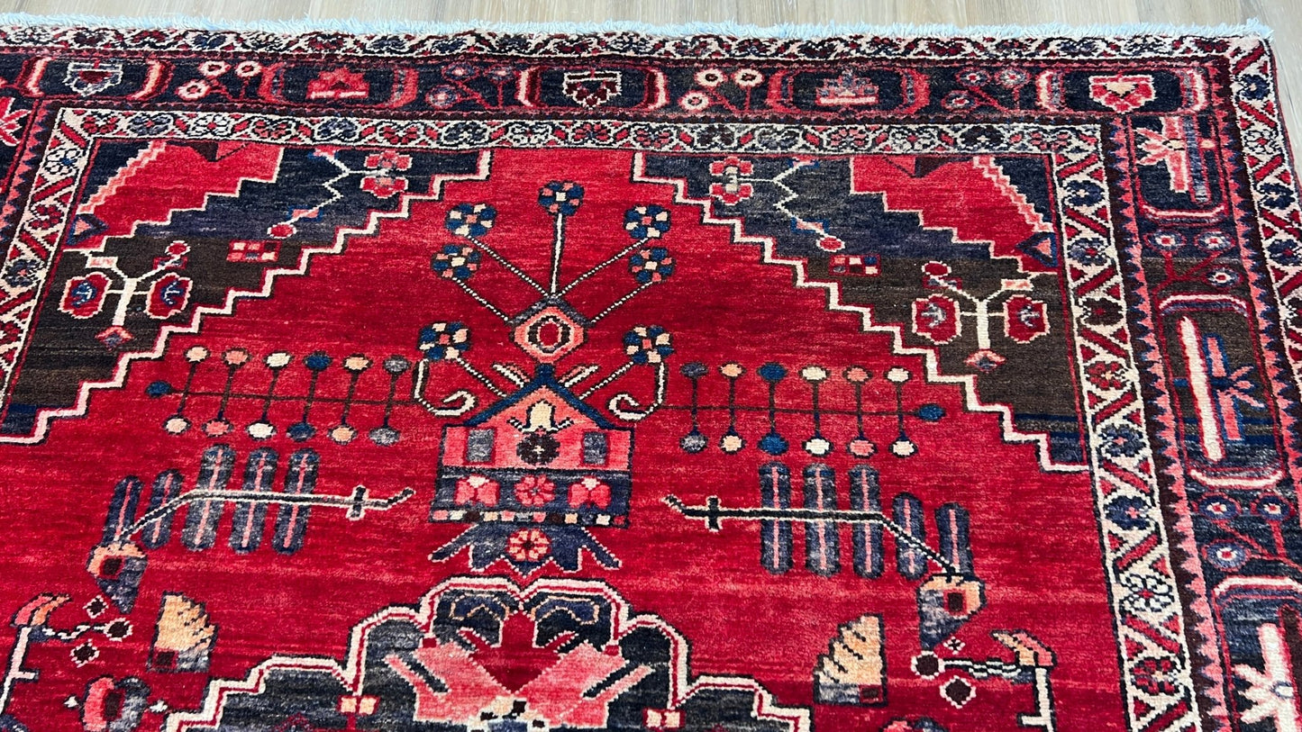 Persian Hamadan Runner 5'1"x9'10" Area Rug