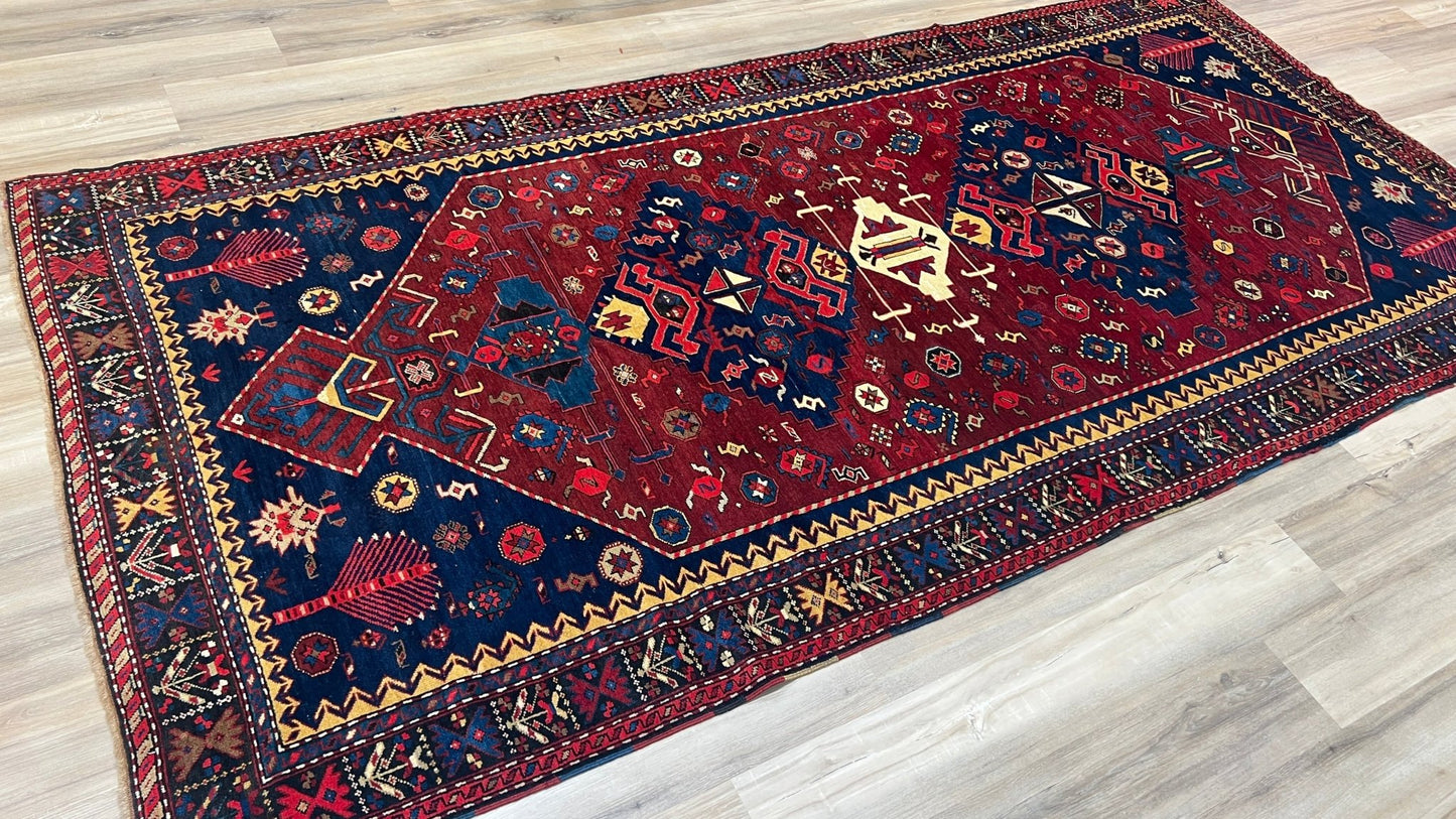 Caucasian Kazak Runner 5'6"x11'8" Area Rug