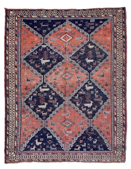 Persian Afshar 5'1"x6'6" Area Rug