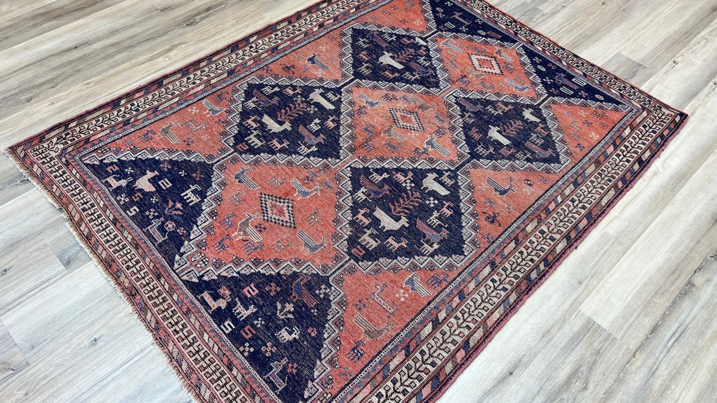 Persian Afshar 5'1"x6'6" Area Rug
