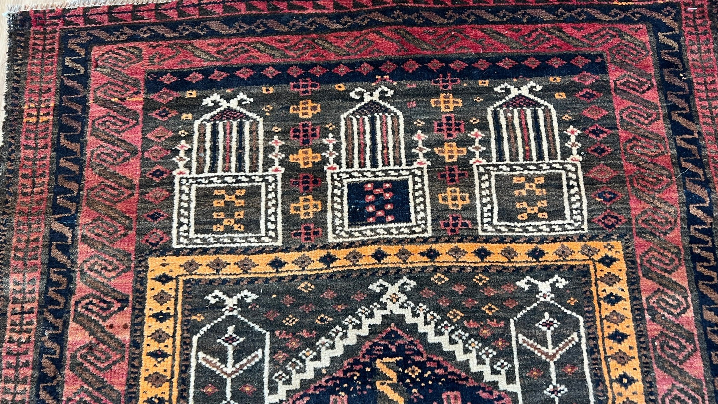 Tribal Baluch 2'8"x4'1" Area Rug