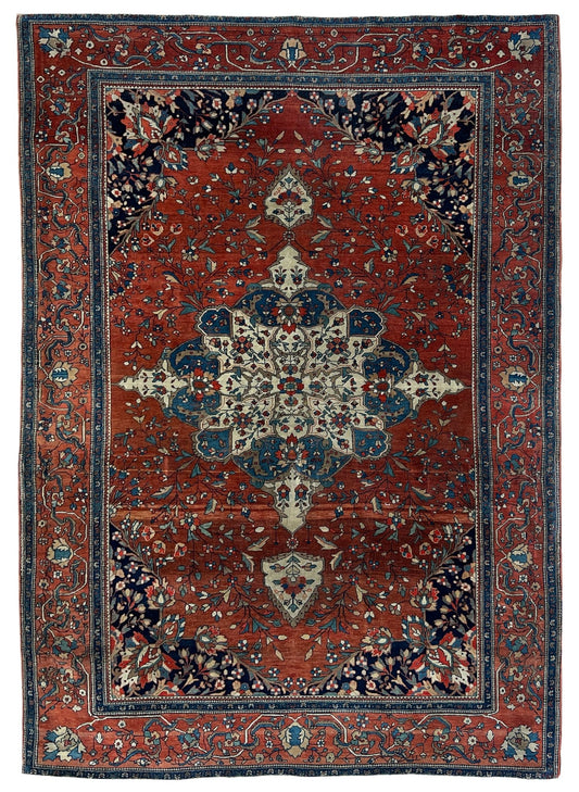 Persian Sarouk Farahan 4'6"x6'5" Area Rug