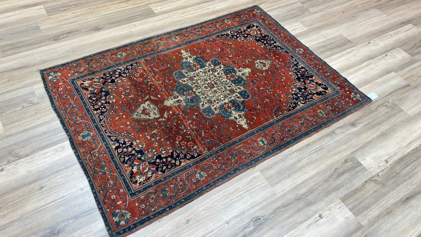 Persian Sarouk Farahan 4'6"x6'5" Area Rug