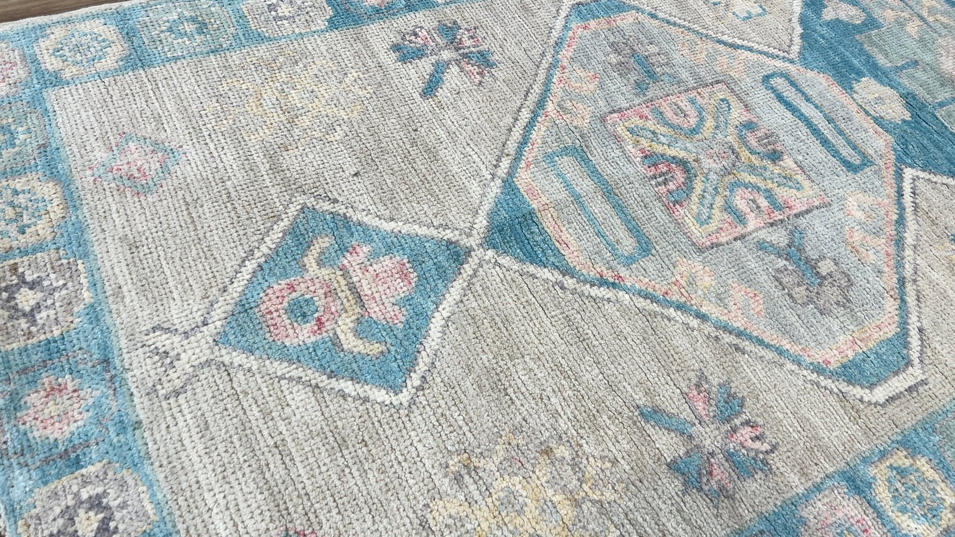 Geometric Oushak Runner 2'4" x 9' Area Rug