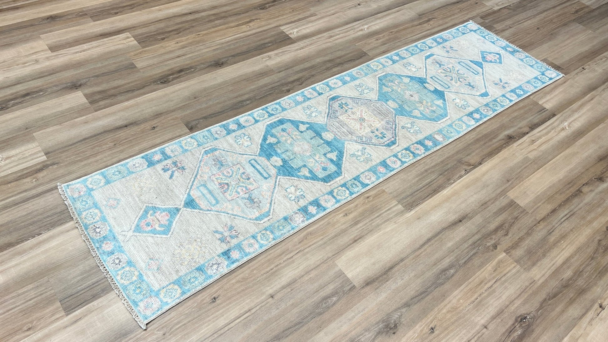 Geometric Oushak Runner 2'4" x 9' Area Rug