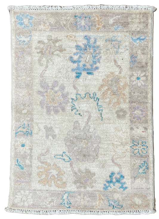 Floral Oushak 1'11"x2'8" Area Rug