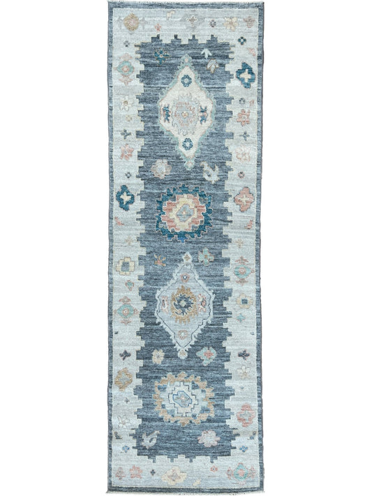 Floral Oushak Runner 2'7"x8' Area Rug