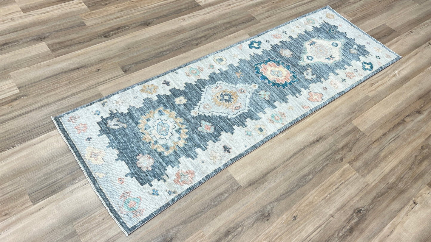 Floral Oushak Runner 2'7"x8' Area Rug