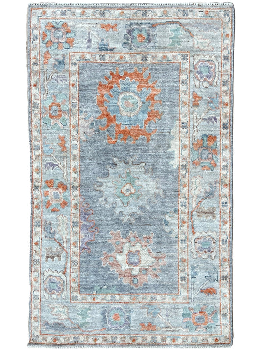 Floral Oushak 2'10"x5' Area Rug