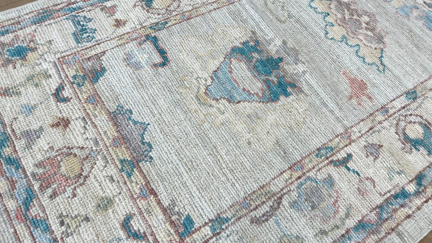 Floral Oushak Runner 2'8" x 9'8" Area Rug