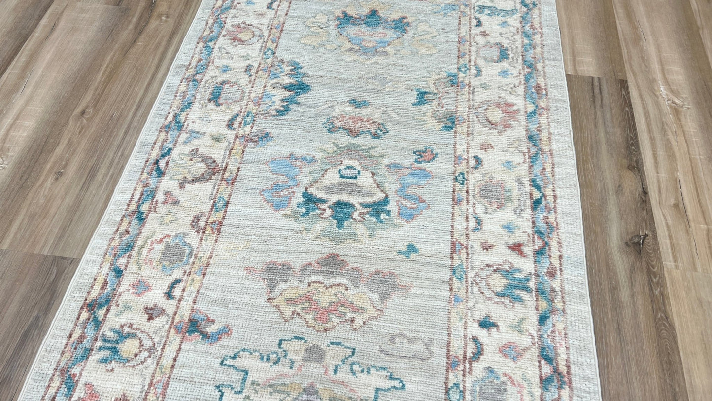 Floral Oushak Runner 2'8" x 9'8" Area Rug