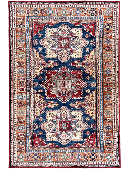 Geometric Kazak 5'10"x9'1" - Wooden Looms Rug Gallery