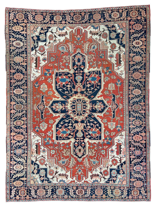Antique Persian Serapi 9'3"x11'9" Area Rug