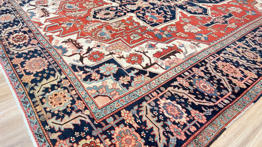Antique Persian Serapi 9'3"x11'9" Area Rug
