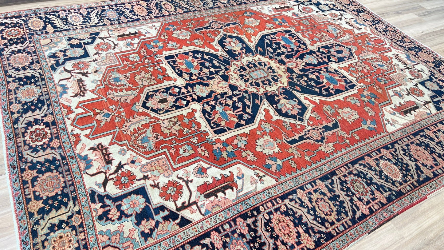 Antique Persian Serapi 9'3"x11'9" Area Rug