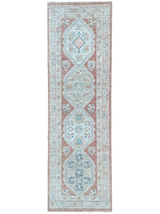 Geometric Oushak Runner 2'7"x8'1" Area Rug