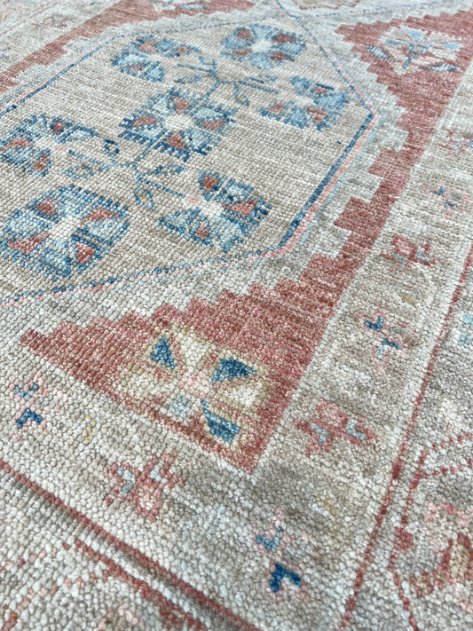Geometric Oushak Runner 2'7"x8'1" Area Rug
