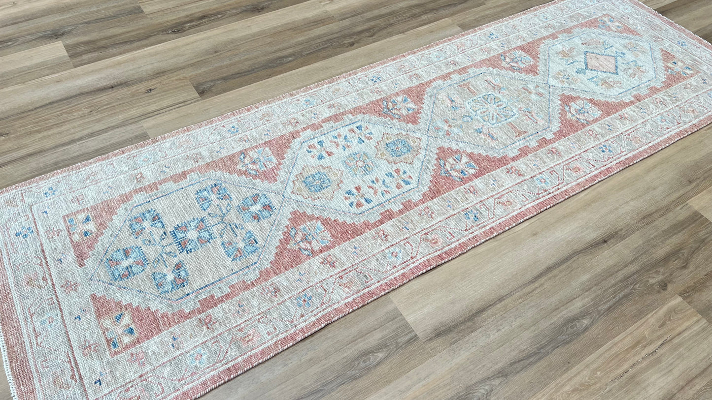 Geometric Oushak Runner 2'7"x8'1" Area Rug