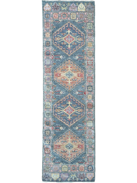 Geometric Oushak Runner 2'5"x8'2" Area Rug