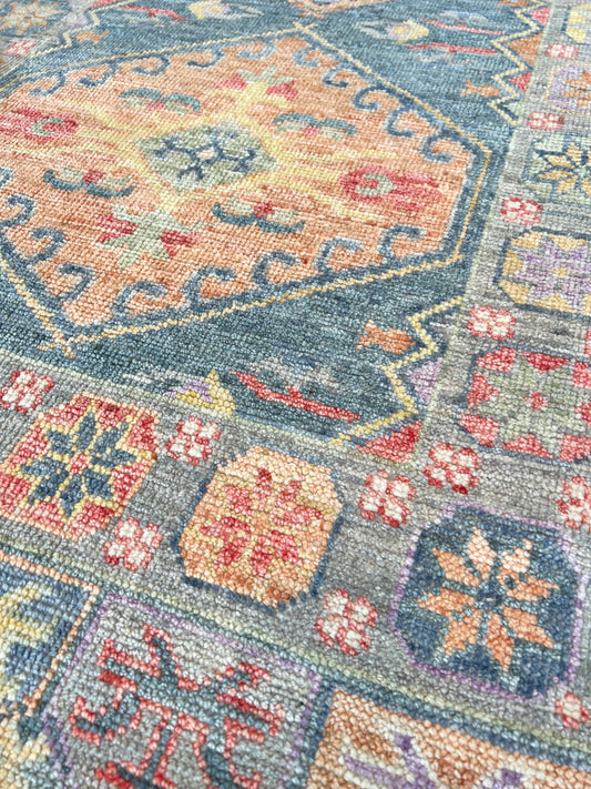 Geometric Oushak Runner 2'5"x8'2" Area Rug