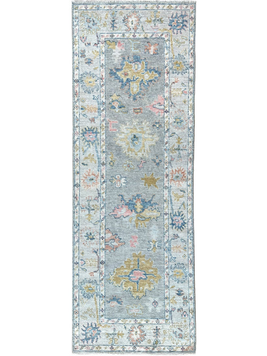Floral Oushak Runner 2'11"x8'2" Area Rug