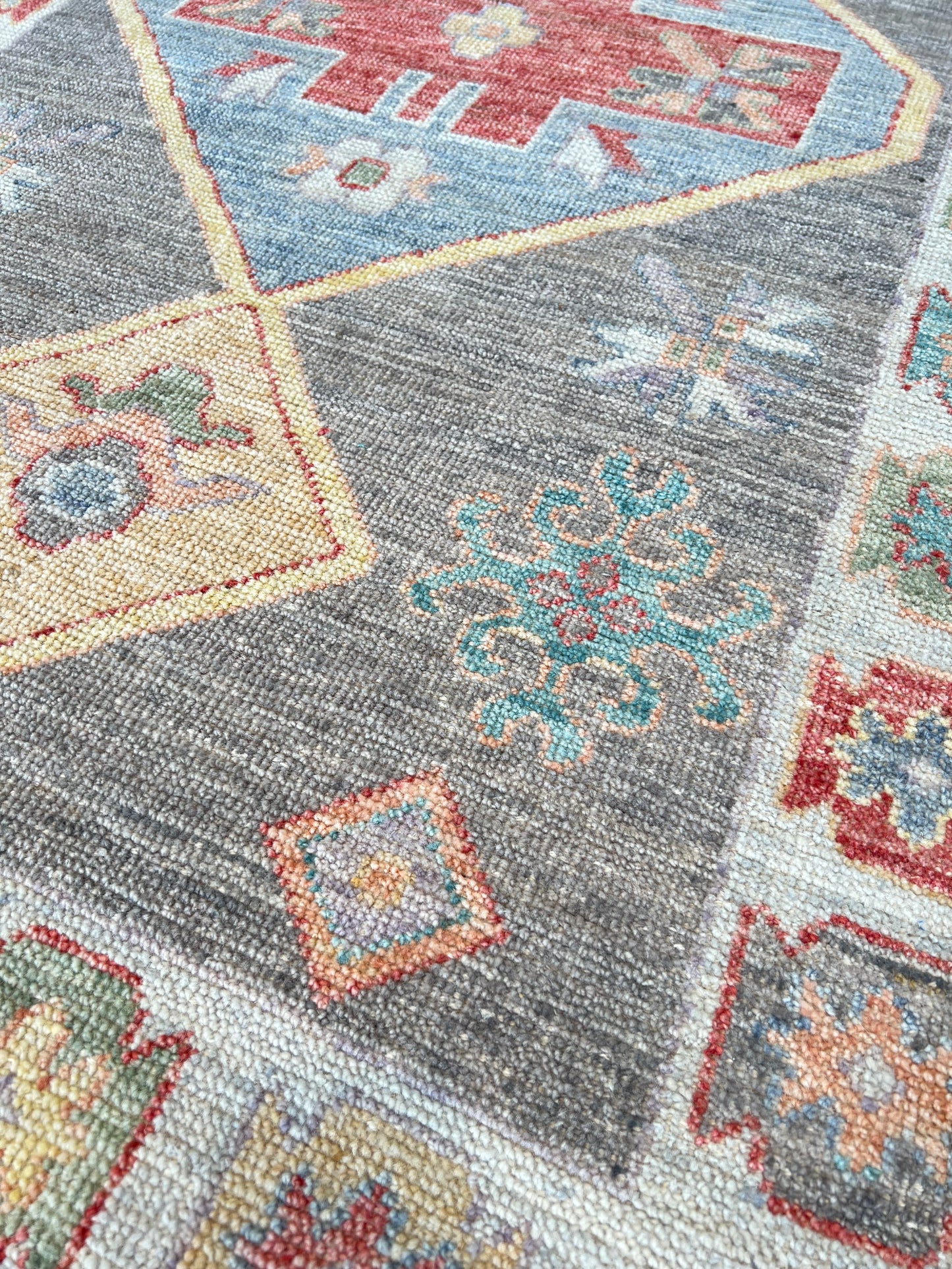 Geometric Oushak Runner 2'11"x12'2" Area Rug