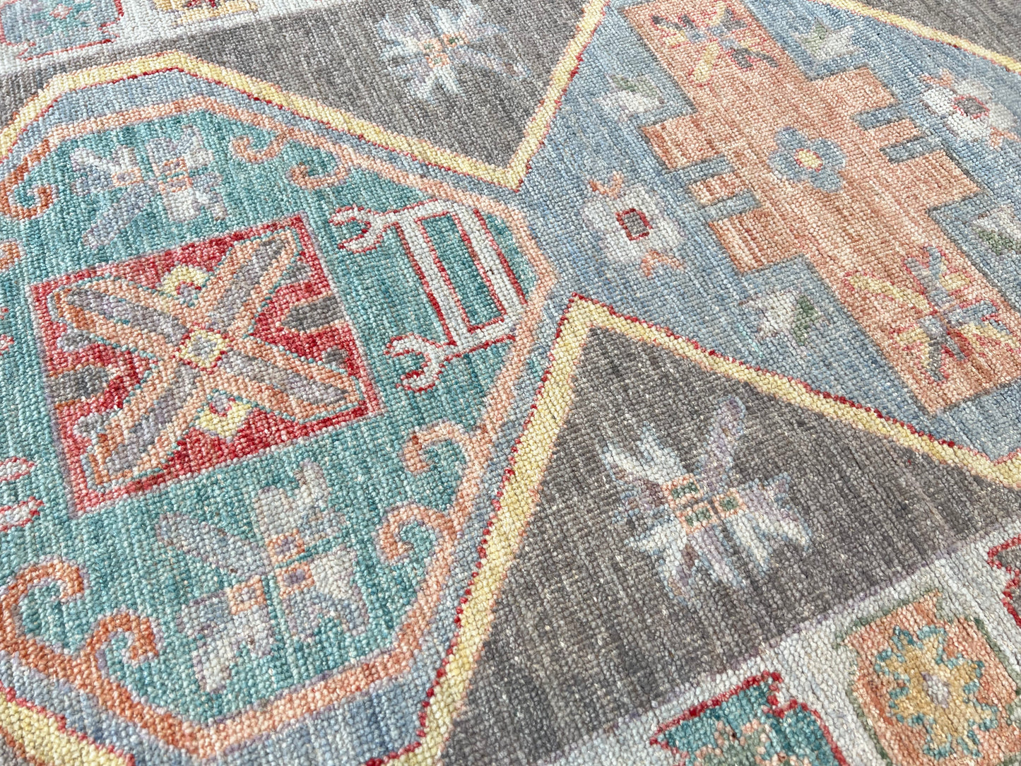 Geometric Oushak Runner 2'11"x12'2" Area Rug