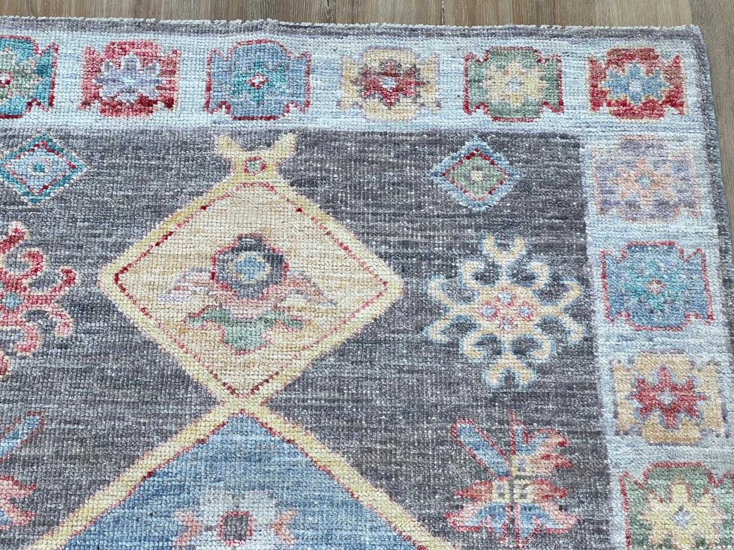 Geometric Oushak Runner 2'11"x12'2" Area Rug