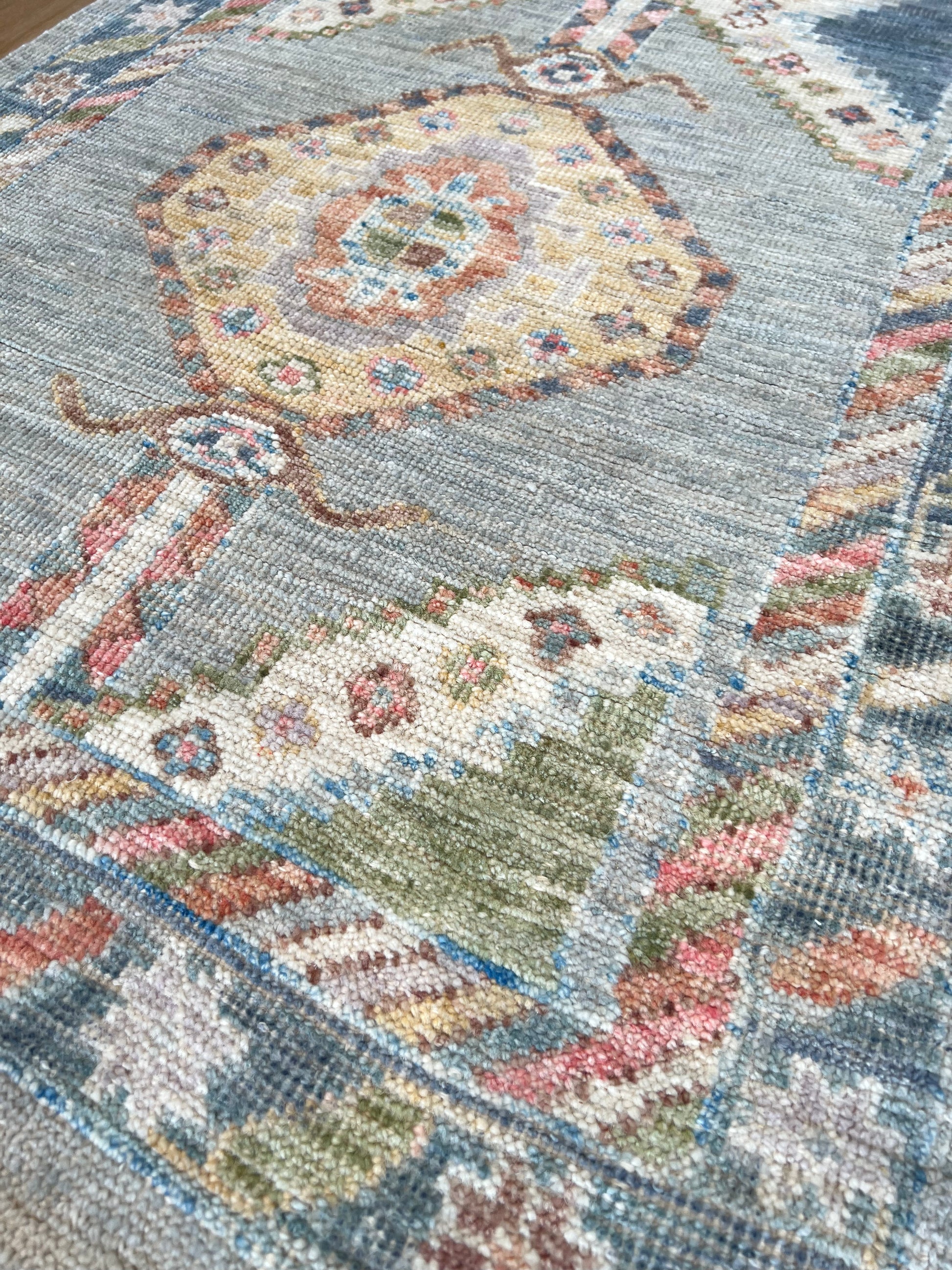 Geometric Oushak Runner 2'6"x8'2" Area Rug