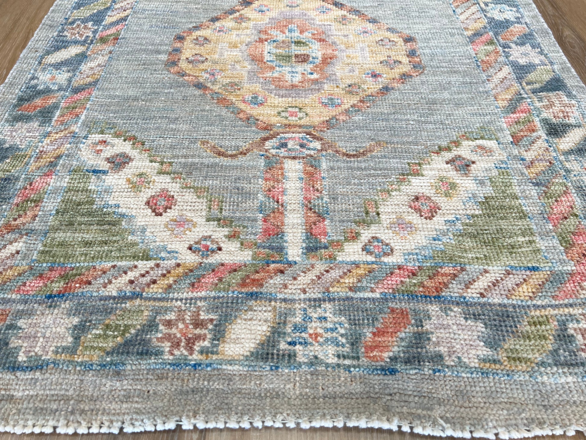 Geometric Oushak Runner 2'6"x8'2" Area Rug