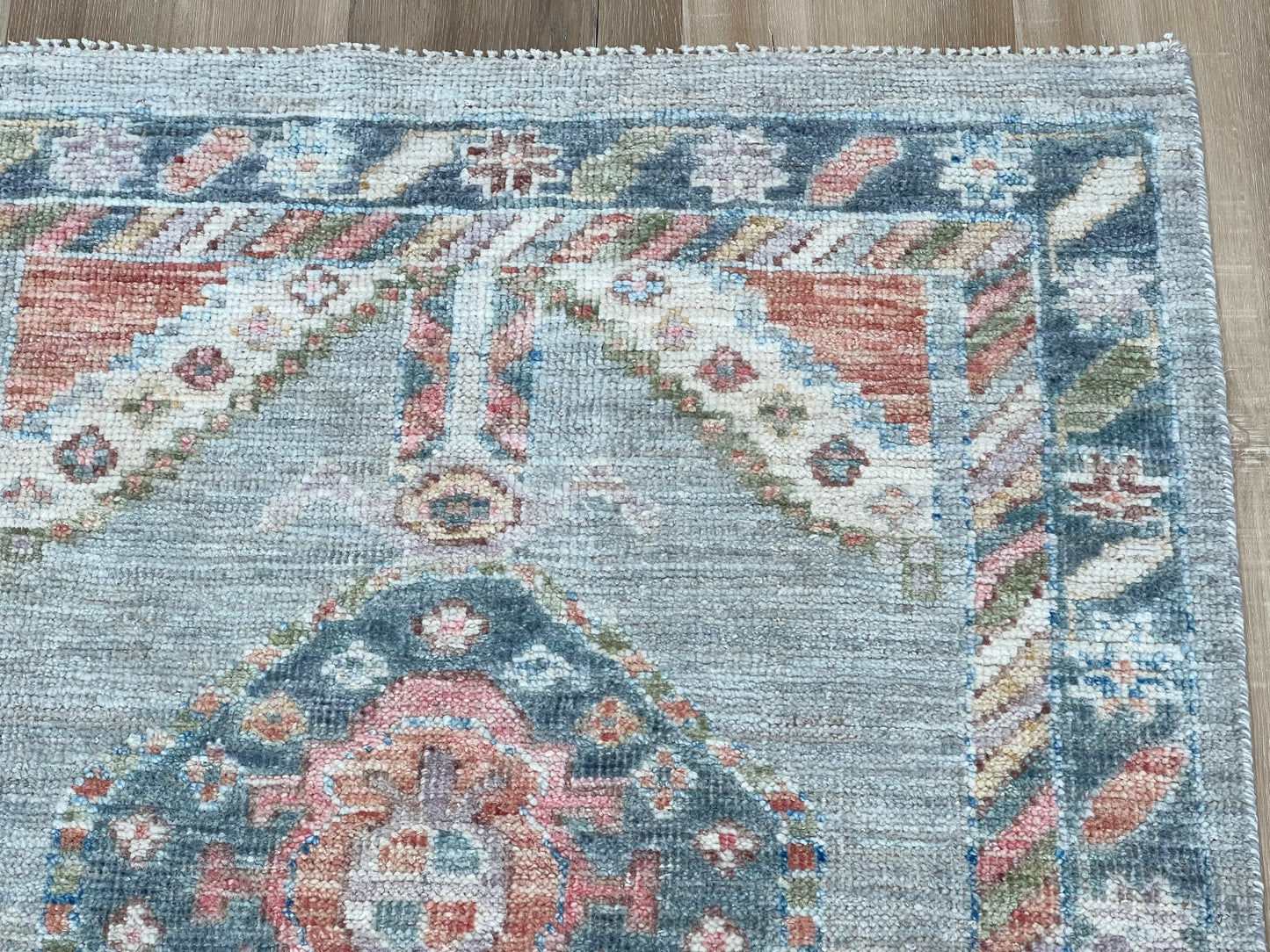 Geometric Oushak Runner 2'6"x8'2" Area Rug
