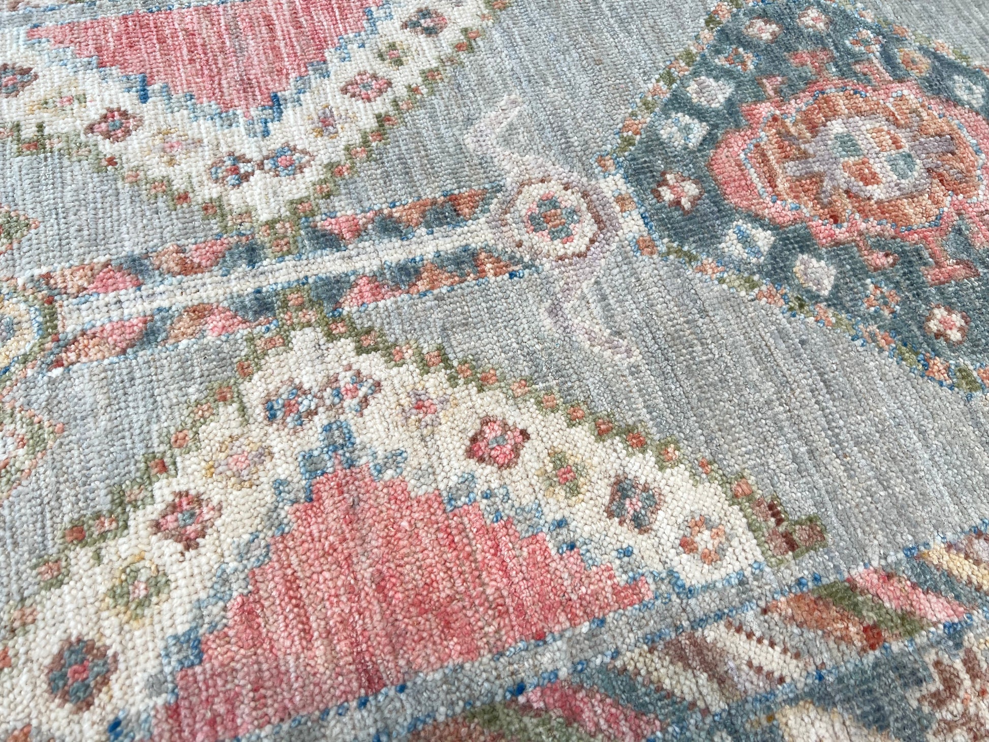 Geometric Oushak Runner 2'6"x8'2" Area Rug