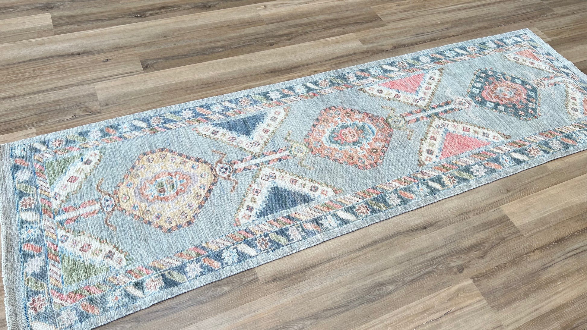 Geometric Oushak Runner 2'6"x8'2" Area Rug