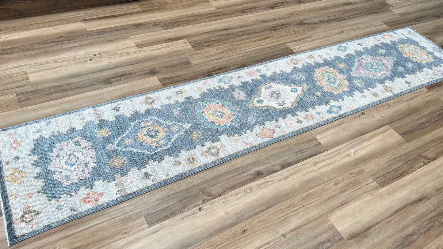 Floral Oushak Runner 2'5"x12'3" Area Rug