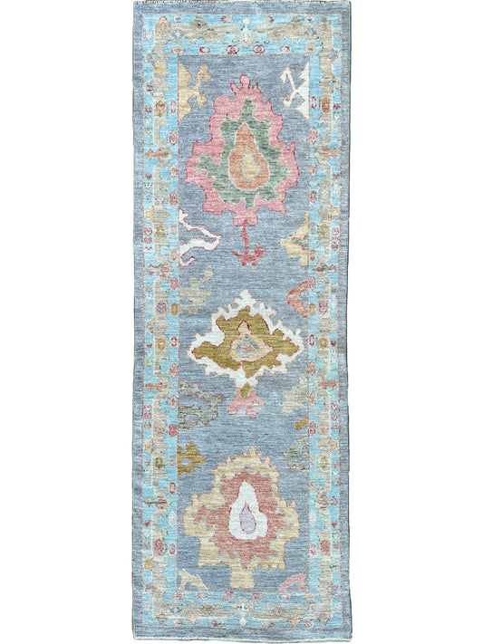 Floral Oushak Runner 2'9"x7'11" Area Rug