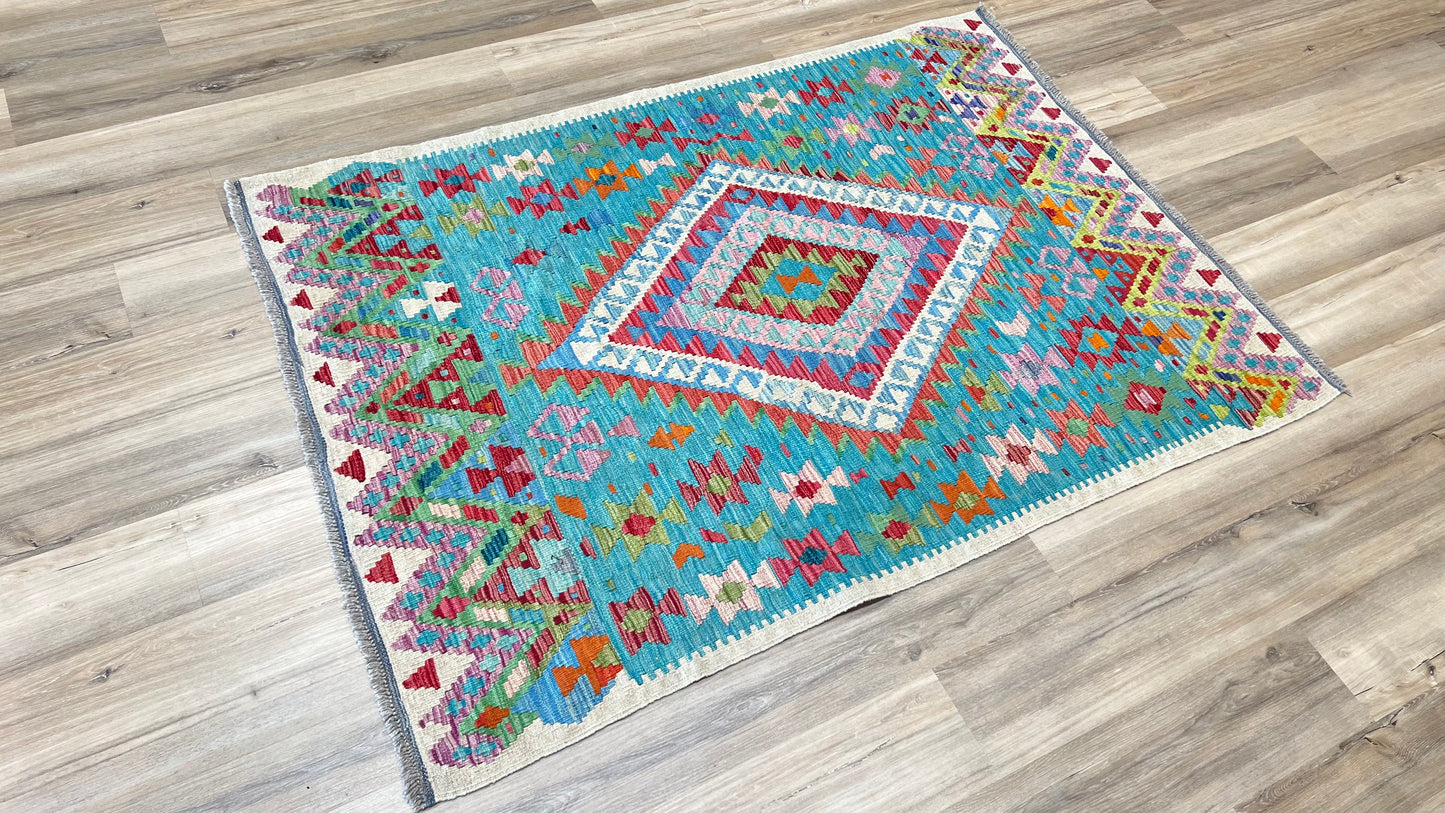 Flatweave Kilim 4'2"x5'9" Area Rug