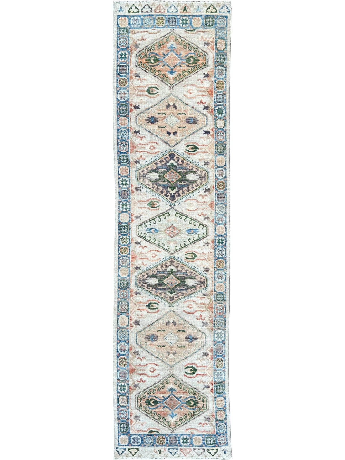 Geometric Oushak Runner 2'7"x10'0" Area Rug