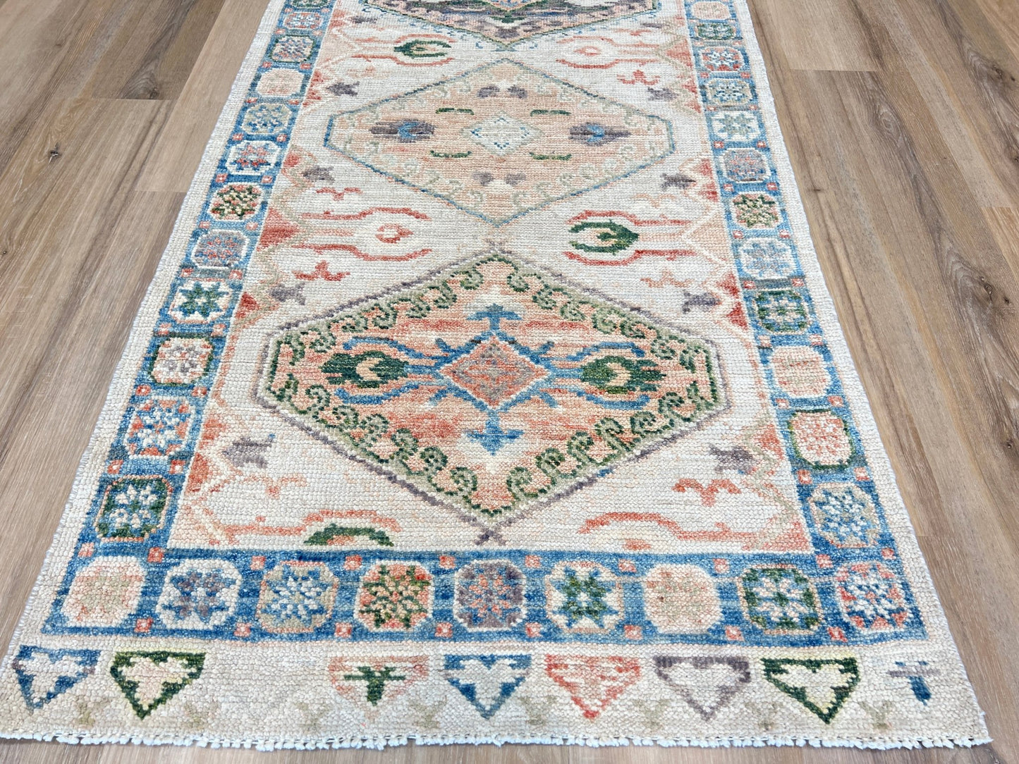 Geometric Oushak Runner 2'7"x10'0" Area Rug