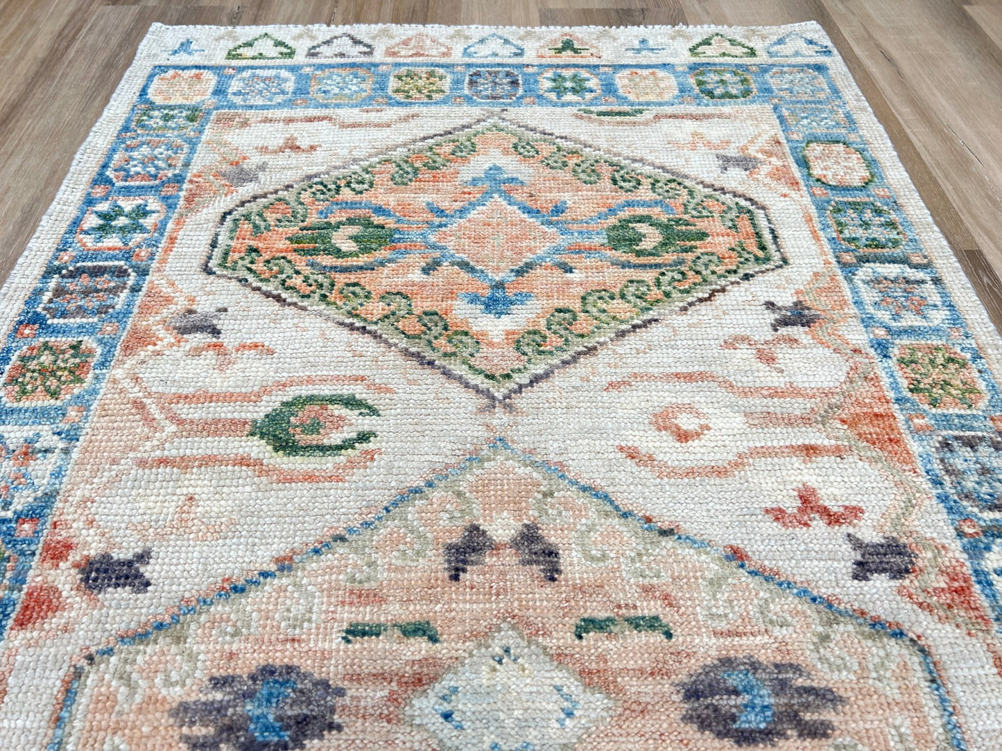 Geometric Oushak Runner 2'7"x10'0" Area Rug